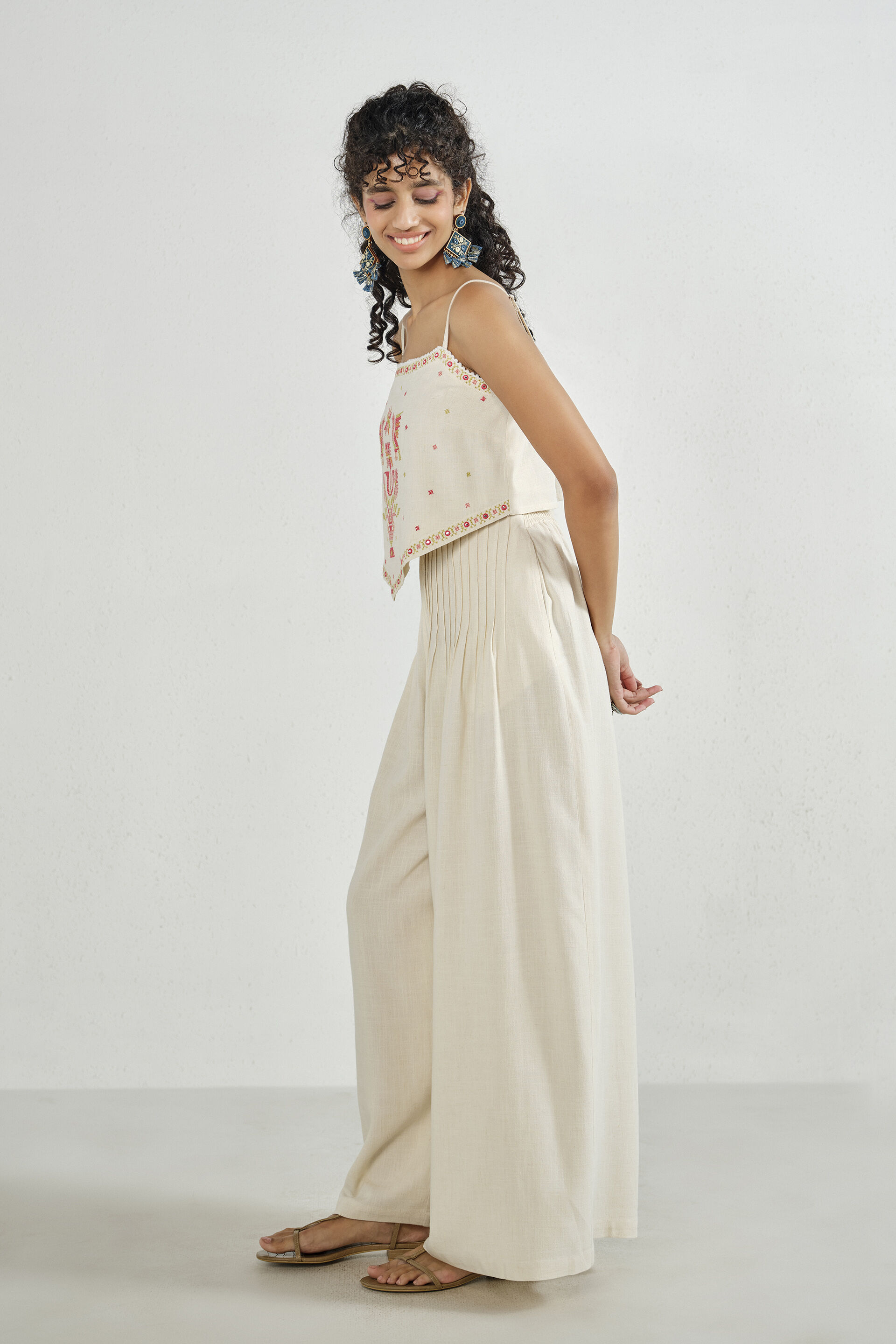 Arika Embroidered Co-ord Set, Off White, image 3